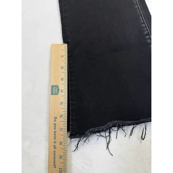 Flying Monkey Jeans Women’s Sz 29 Black High Rise Cropped Flair Distressed - Picture 13 of 14